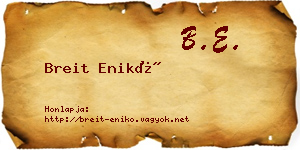 Breit Enikő névjegykártya